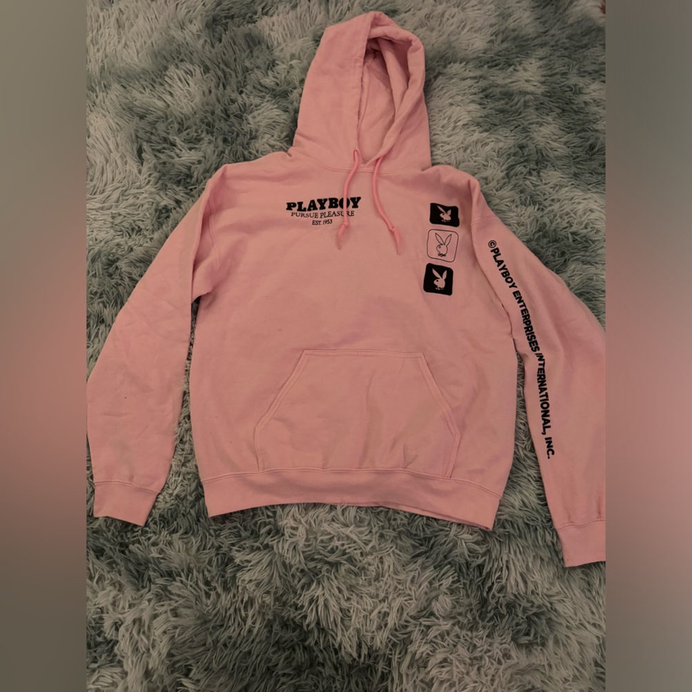 PLAYBOY hoodie PINK. Size MEDIUM
